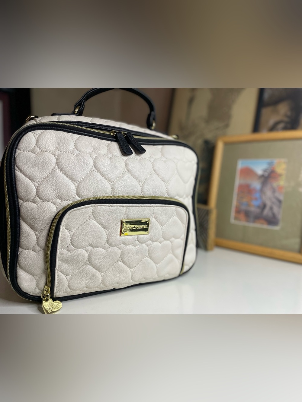 Betsey Johnson Quilted Heart-Pattern Insulated Lunch Bag